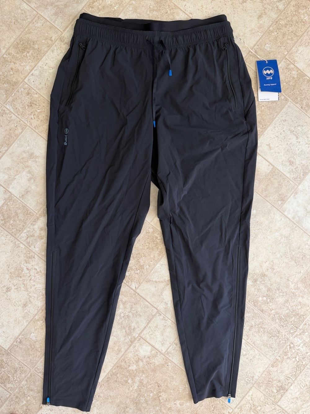 Janji Black Track Joggers with Blue Accents